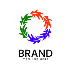 abstract leaf circle logo design