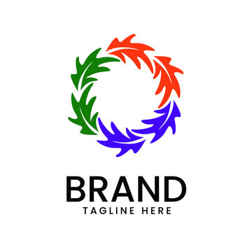 abstract leaf circle logo design