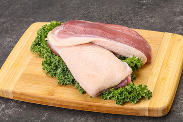Raw duck breast for cooking