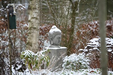 buddha image in winter