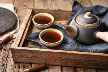 Medicinal Pu-erh tea in ceramic cups
