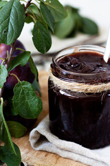 plum jam in jar