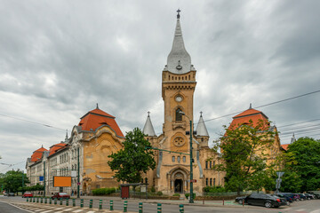 Fototapeta na wymiar Piarista Basilica on a cloudy day in Timisoara, western Romania