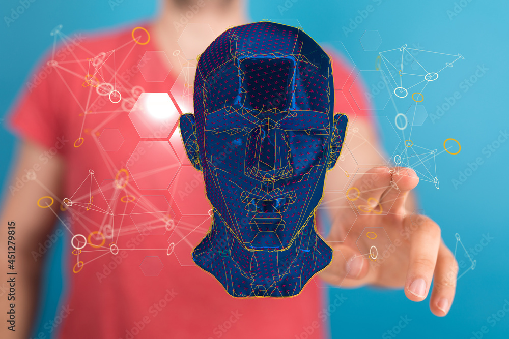 Poster human head and brain.deep learning , machine learning and artificial intelligence , ai technology,