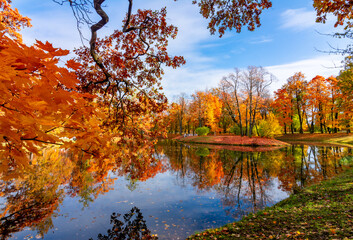 Alexander park in autumn, Pushkin (Tsarskoe Selo), Saint Petersburg, Russia