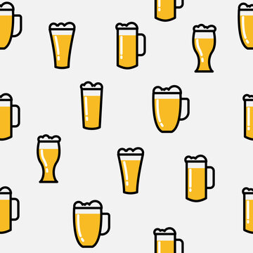 Beer glass icon seamless background pattern, vector illustration