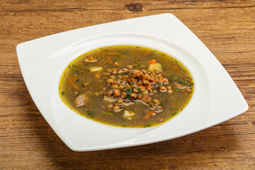 Lentil soup with chicken and vegetables