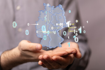 germany map digital in hand 3d
