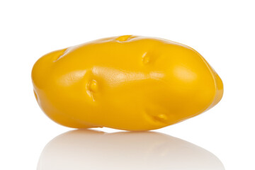 Potato tuber for children to play, plastic artificial, isolated on a white background, close-up