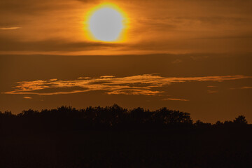 Beautiful yellow sunset in nature.