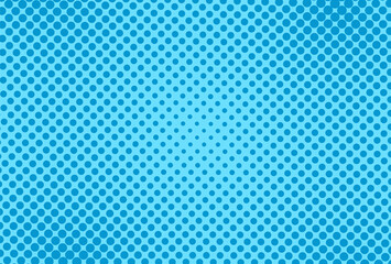 Fototapeta na wymiar Pop art pattern. Halftone comic dotted background. Blue print with circles. Duotone backdrop with half tone effect. Cartoon vintage texture. Superhero wow print. Gradient design. Vector illustration