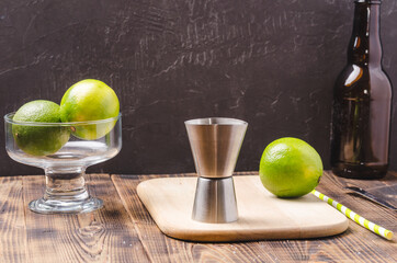 Ingredients for making a cocktail.