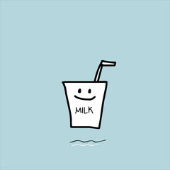 Glass full of fresh milk. Glass with milk on a blue background.