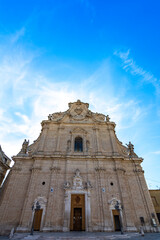 Fototapeta na wymiar The Church Basilica Pontificia Minore del Santissimo Rosario in the Town of Francavilla Fontana in the South of Italy