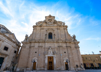 Obraz premium The Church Basilica Pontificia Minore del Santissimo Rosario in the Town of Francavilla Fontana in the South of Italy