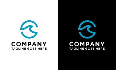 circle lineart letter S Wave Water sea Initial Logo Design vector template.