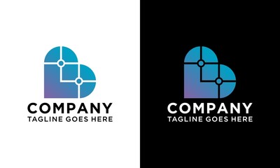 Letter B logo with Technology template concept network icon vector