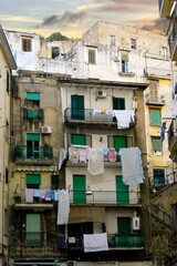 Clothes hanging on the streets of Naples, Italy