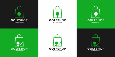 golf equipment shop logo design with bag shop