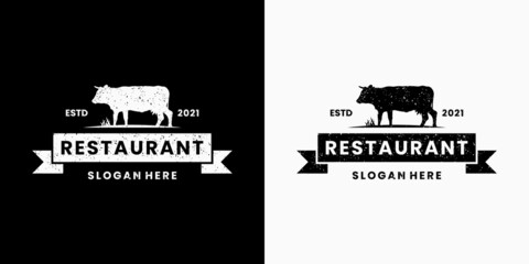beef steak logo design for restaurant