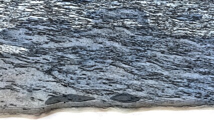 Gray-blue abstract background. On a gray-blue background, abstract set of black lines of various shapes, lengths and sizes create an abstract contour drawing