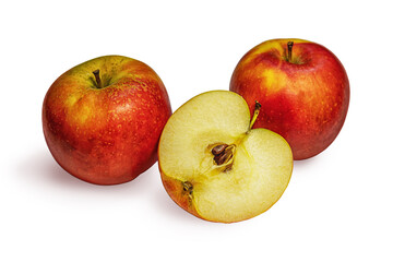 juicy sweet organic red apples grown in a personal garden isolated on white