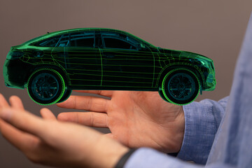 autonomous driving with a electric car 3d.