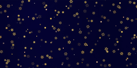 Gold snowflakes holiday seamless pattern.