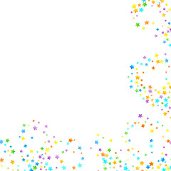 Obraz premium Rainbow Festive Confetti. Carnival Star Falling.