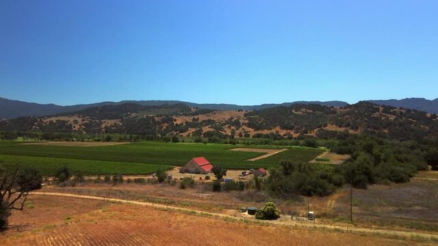 Aerial view of Santa Ynes Valley Solvang, California. 