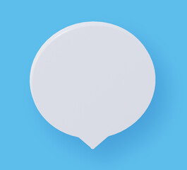 Round speech bubble on blue background. 3d rendering.