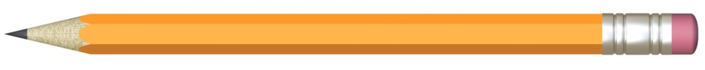 Sharp pencil. Back to school. 3D render. Template for text. Background for design. School supplies. Office tools. Art. Stationery. 3D illustration. Yellow wood pencil with eraser.	