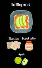 Delicious ready dish with ingredients in flat style with dry brush texture.