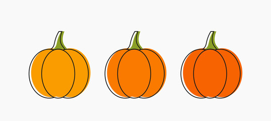 Pumpkins autumn icons set. Vector illustration.