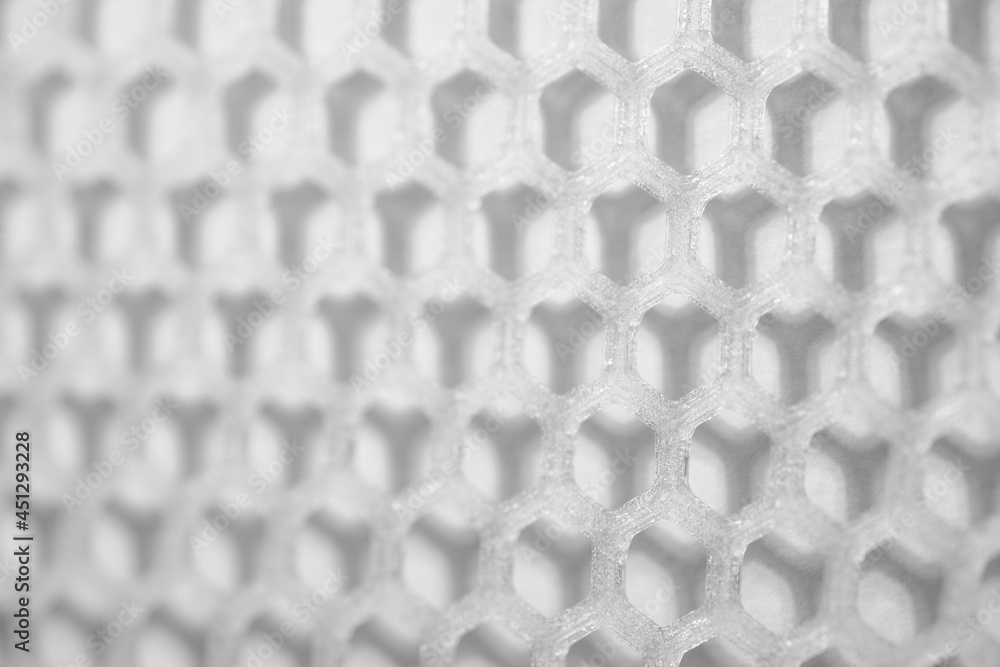 Poster hexagonal abstract background backdrop. printed on a 3d printer with transparent plastic.