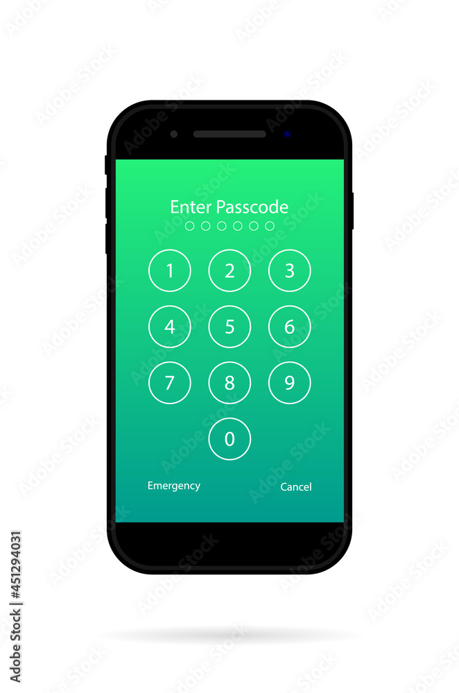 Poster password for unlock in phone screen. numeric passcode in smartphone. number of pin code for security