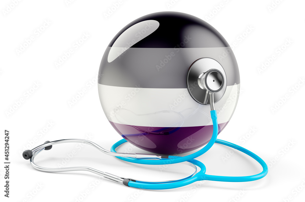 Poster asexual flag with stethoscope, 3d rendering