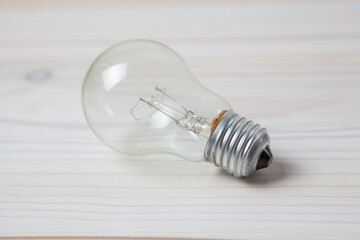 light bulb on a wooden table