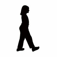 a girl walking body silhouette vector