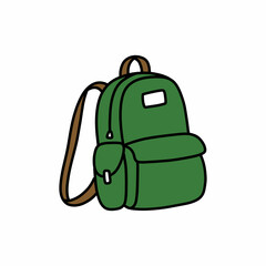 backpack doodle icon, vector color line illustration