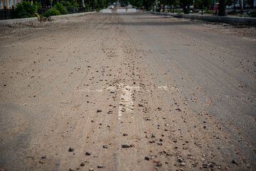 The road is being renovated. Laying new asphalt.