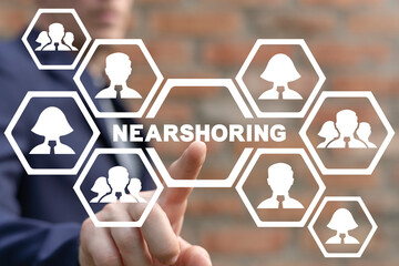 Concept of nearshoring. Modern outsource technology.