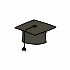 graduate cap doodle icon, vector color line illustration