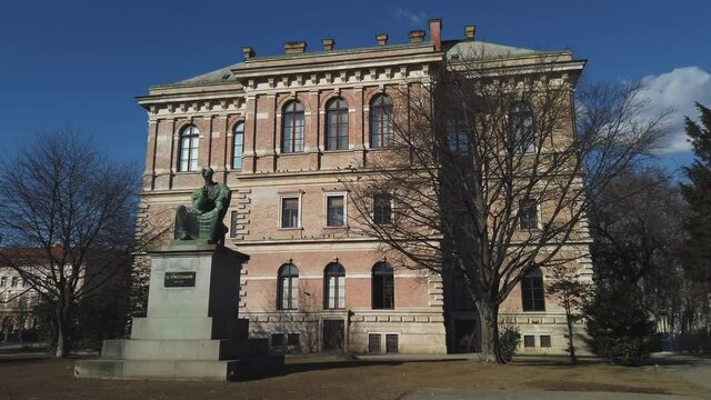 Monument of Croatian politician Joseph Strossmayer in Zagreb city in fornt of the Croatian Academy of Sciences and Arts