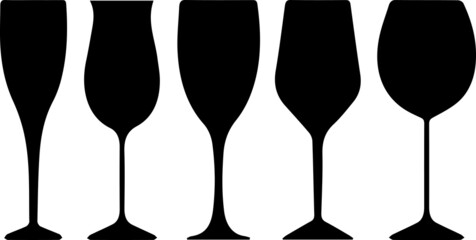 Wine glass icon. wine and dessert glasses. wineglass icon. champagne glasses icon. Various wine glasses