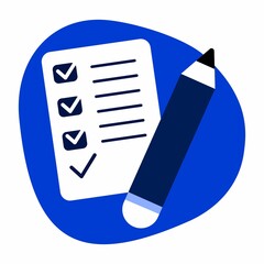 Checklist icon. Vector, symbol, illustration. Business control logo. Office emblem. For the site, for the application.