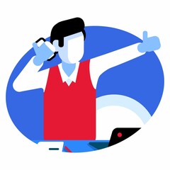 Like, icon. Vector, symbol, illustration. The person is delivering good news. Talking on the phone. Office emblem. For the site, for the application.