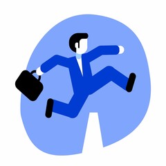 Business running icon, sign. Vector, symbol, illustration. The man jumps over obstacles. Sales manager logo. Haste and speed emblem. For the website, for the application.