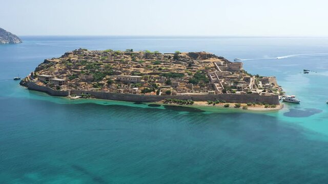 Aerial view of the fortress island of Spinalonga on Crete