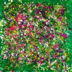 Abstract pink flowers and green leaves background
